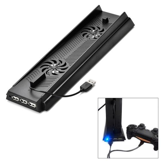 Imagem de Base Suporte 2 Cooler Compatível Com PlayStation 4 Fat Carregador 3 USB PS4