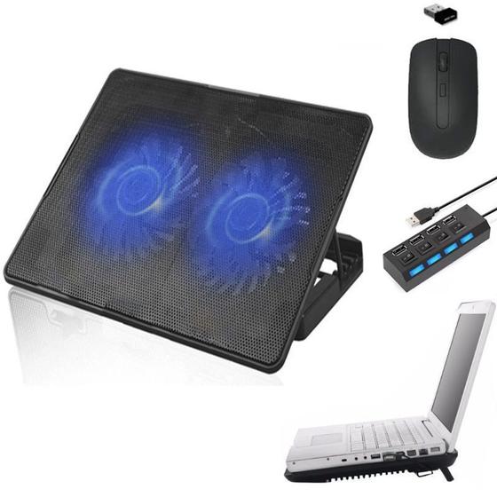 Imagem de Base Suporte c/ Cooler 2x HUB 4 Mouse para Notebook Positivo
