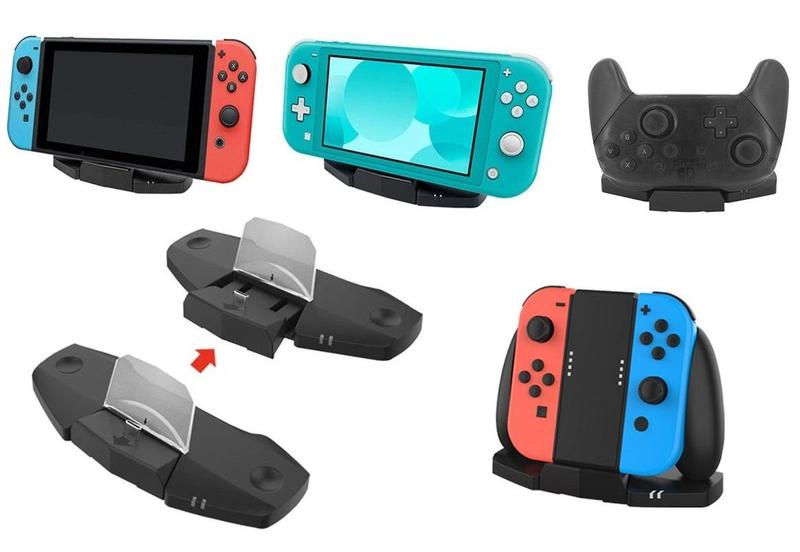 Imagem de Base Suporte Dock Carregador Grip Para Nintendo Switch/Lite/Oled Controle Pro Joy-Con