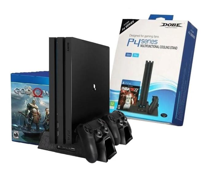 Imagem de Base Vertical Compativel Ps4 Slim/Pro Cooler Dock Controles, Stand Jogo Marca - Dube