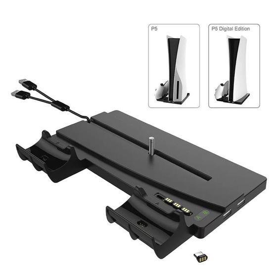 Imagem de Base Vertical Multifuncional Carregador com Indicador de Led e Suporte Compatível com Console Ps5