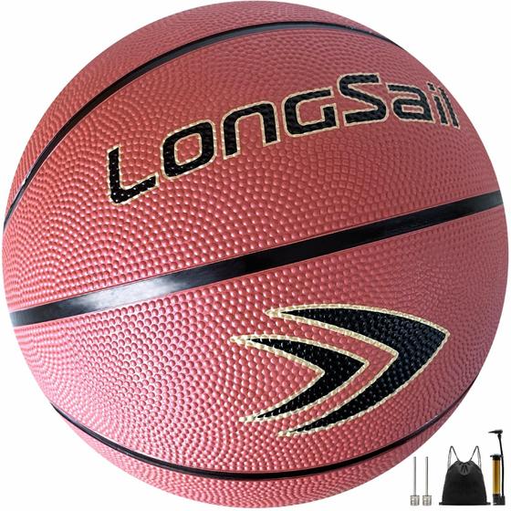 Imagem de Basketball Longsail Kids Youth Tamanho 5 de borracha com bomba vermelha