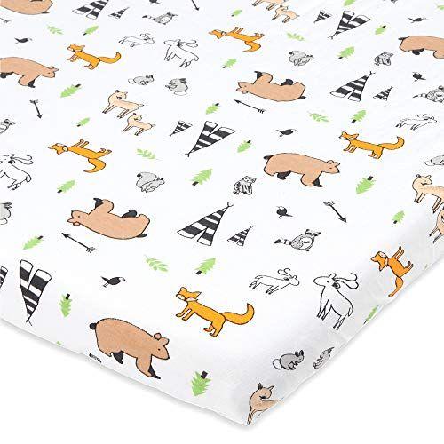 Imagem de Bassinet Fitted Sheet Compatible with Mika Micky Bedside Sleeper  Snuggly Soft Jersey Cotton  Encaixa-se perfeitamente em 19 x 32 polegadas Bed Side Sleeper Colchão  Woodland