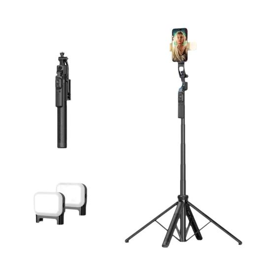 Imagem de Bastão de Selfie com Tripé C17 - 64 Polegadas, 360° e Rastreamento Facial