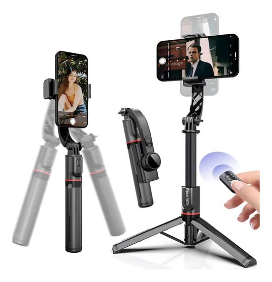 Imagem de Bastão estabilizador automático câmera celular extensão de selfie com luz de led e rastreamento facial bluetooth 