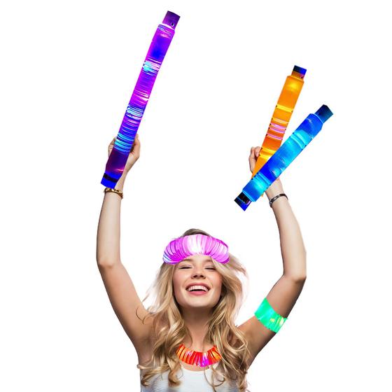 Imagem de Bastão Led Luminoso Pop Tubes Kit 6 Cores - Show Festa Balada Casamento Carnaval Decoração