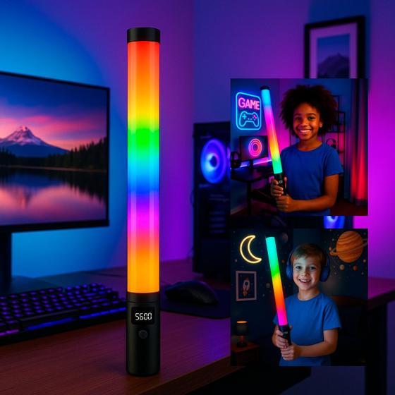 Imagem de Bastão Led Rgb Potente com Efeitos e Controle