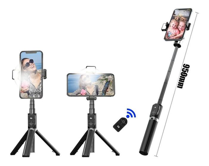 Imagem de Bastão Pau Selfie Tripe Luz Led Bluetooth Retratil Celular