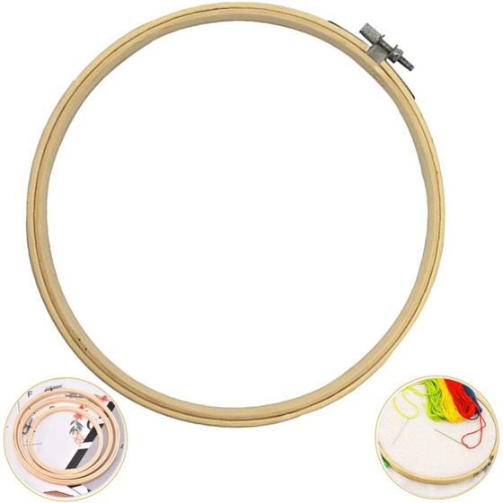 Imagem de Bastidor Bambu Com Tarraxa Bordado Manual Ponto Russo 20cm