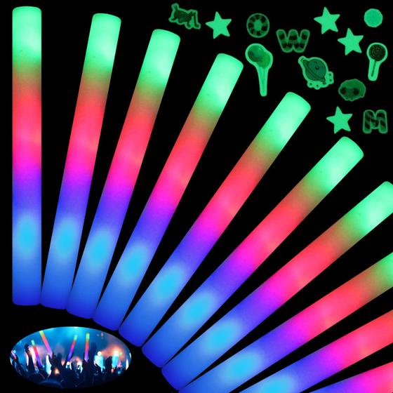 Imagem de Bastões de Espuma Luminosos HONLYNE Gigantes (40cm) - 38 Unidades com 3 Modos de Luz LED