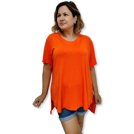 Imagem de Bata Blusa Malha Viscolycra Manga Curta Plus Size Lisa 