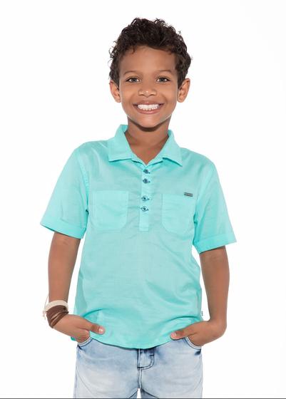 Imagem de Bata Infantil Planet Kids Masculina Verde Claro Manga Curta Tam. 12 - PK 098