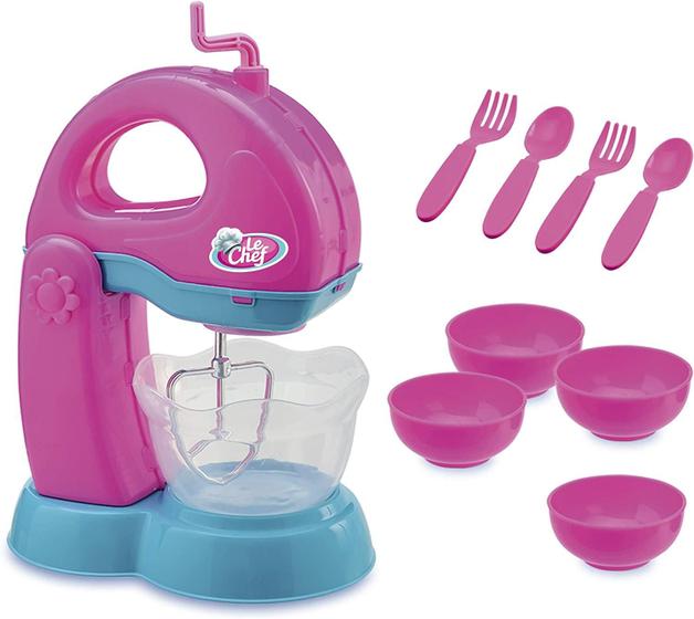 Imagem de Batedeira Brinquedo Infantil Le Chef com Acessórios Rosa