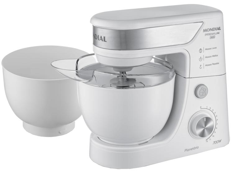 Batedeira Planetária Mondial Branco e Inox 700W Menor preço em Batedeira Planetária Mondial Branco e Inox 700W