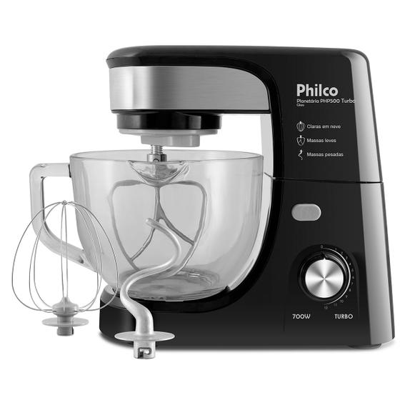Batedeira Planetária Philco PHP500P Turbo Glass Preta 700W Menor preço em Batedeira Planetária Philco PHP500P Turbo Glass Preta 700W