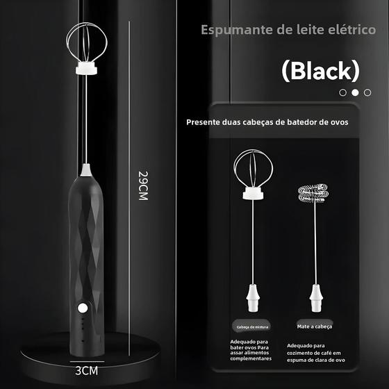Imagem de Batedor Automático de Leite Elétrico Sem Fio - Dupla Cabeça para Café e Cozimento