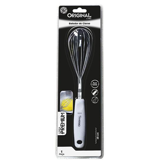 Imagem de Batedor De Claras Manual De Inox Premium Cabo Branco 28Cm Na