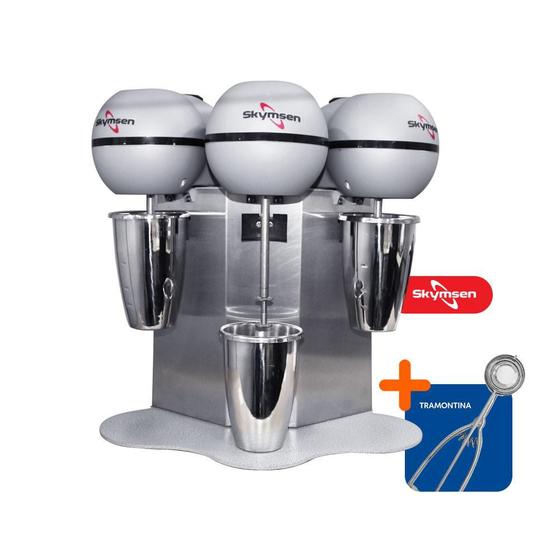 Batedor de Milk Shake 3 Copos 0,8L Profissional Inox BMS3 220V Skymsen