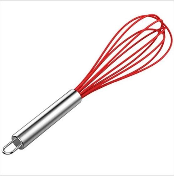 Imagem de Batedor De Ovos Inox / Nylon Vermelho 25cm Kehome