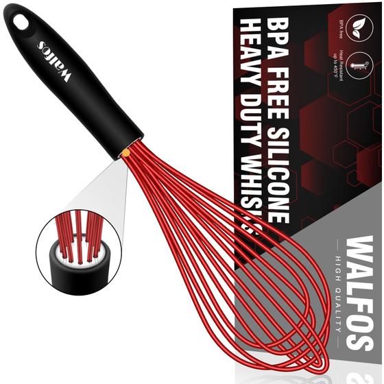 Imagem de Batedor de silicone Walfos 30 cm vermelho, cozinha revestida sem arranhões