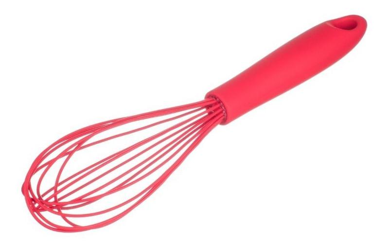 Imagem de Batedor Manual Fouet Fio Silicone Vermelho com cabo em Polipropileno 31cm para Massas e Ovos Weck