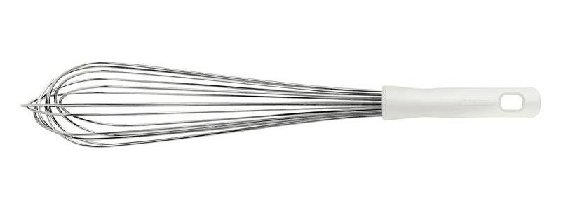 Imagem de Batedor manual tramontina profissional em aço inox com cabo em polipropileno branco 45 cm