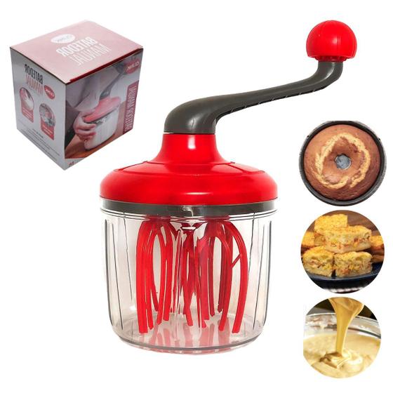 Imagem de Batedor Manual Triturador Multiuso Com Recipiente Plástico 24cm