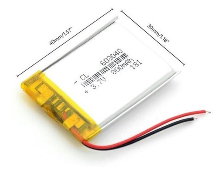 Imagem de Bateria 3.7v 800 Mah 6mm X 30mm X40mm 2 Fios 603040