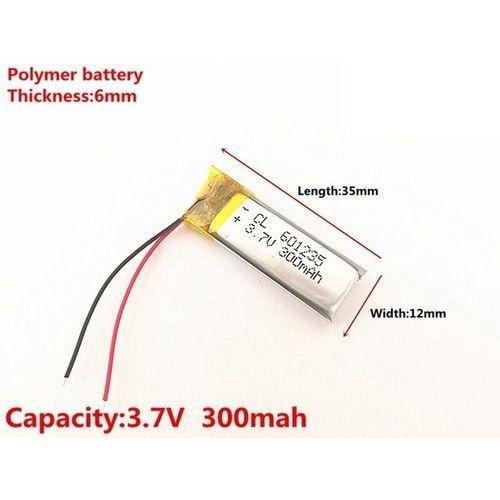 Imagem de Bateria 3,7v 300mah 6mm X 12mm X 35mm Mp3 Pequena Grossa -