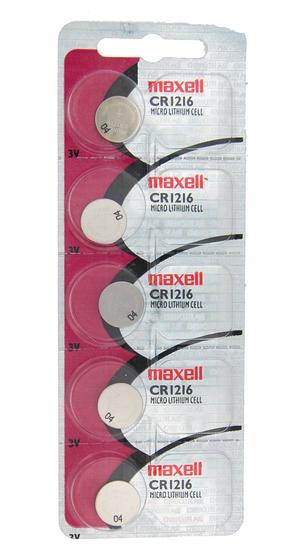 Imagem de Bateria 3V CR1216 Maxell Controle Calculadora Relógio 5un