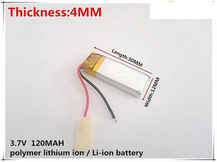 Imagem de Bateria 401030 com 120mah 4mmx10mmx30mm 2 fios 3,7v