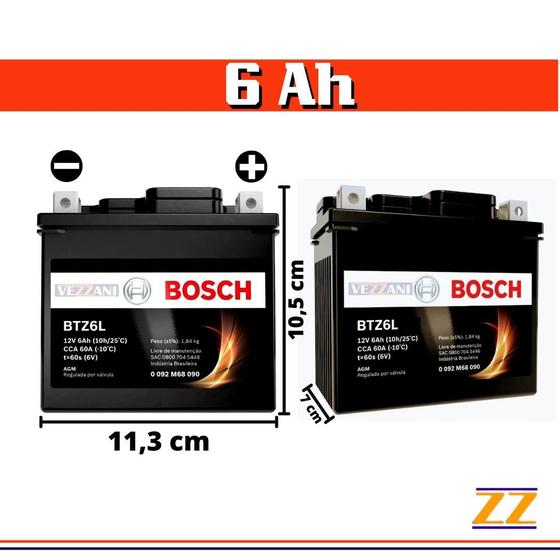 Imagem de Bateria 6 Amperes Bosch Btz6l Cg 160 Titan ( Htz6l )