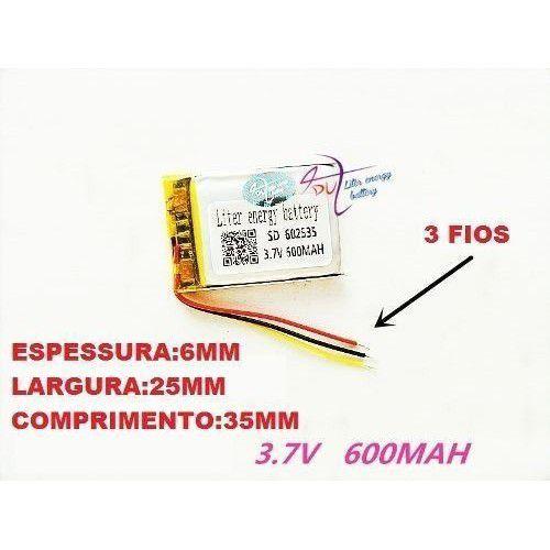 Imagem de Bateria 600 Mah  3,7v  25mm X 35mm X 6 Com 3 Fios