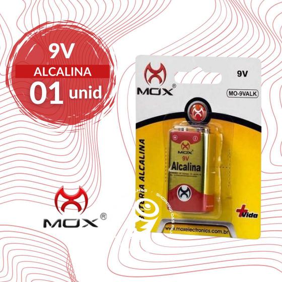 Imagem de Bateria 9 Volts Alcalina Original Mox Alta Duração