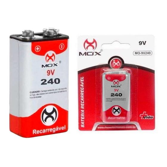 Imagem de Bateria 9 Volts Recarregável 240mAh Mox Premium
