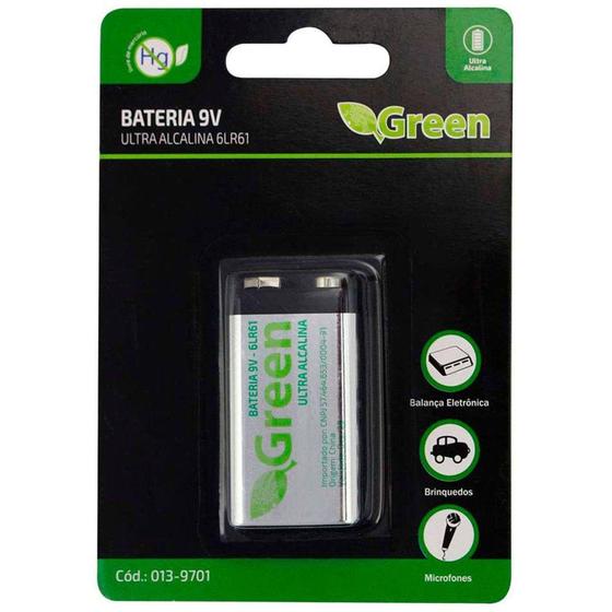 Imagem de Bateria 9V 6LR61 - Green 013-9701 - Oficina dos Bits