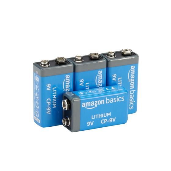 Imagem de Bateria 9V de Lítio Amazon Basics - Alto Desempenho (Pacote com 4)