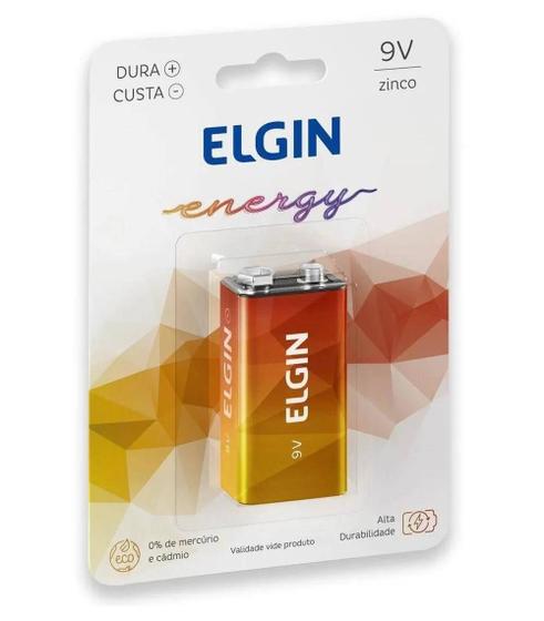 Bateria 9V Zinco blister com 1 unidade Linha Energy Elgin Menor preço em Bateria 9V Zinco blister com 1 unidade Linha Energy Elgin