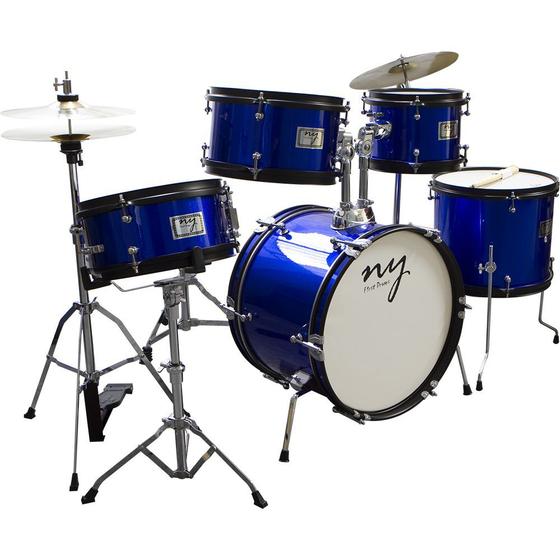 Imagem de Bateria Acústica Infantil Junior 2t Azul Com Banco New York