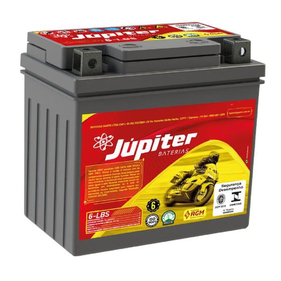 Imagem de Bateria AGM Moto Júpiter 12V 6Ah 6-LBS START CH 80 ELITE CHF METROPOLITAN II SP CRF 150F 230 230L CG