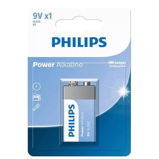 Imagem de Bateria alcalina 9v philips blister 1 unidade 6lr61p1b/59