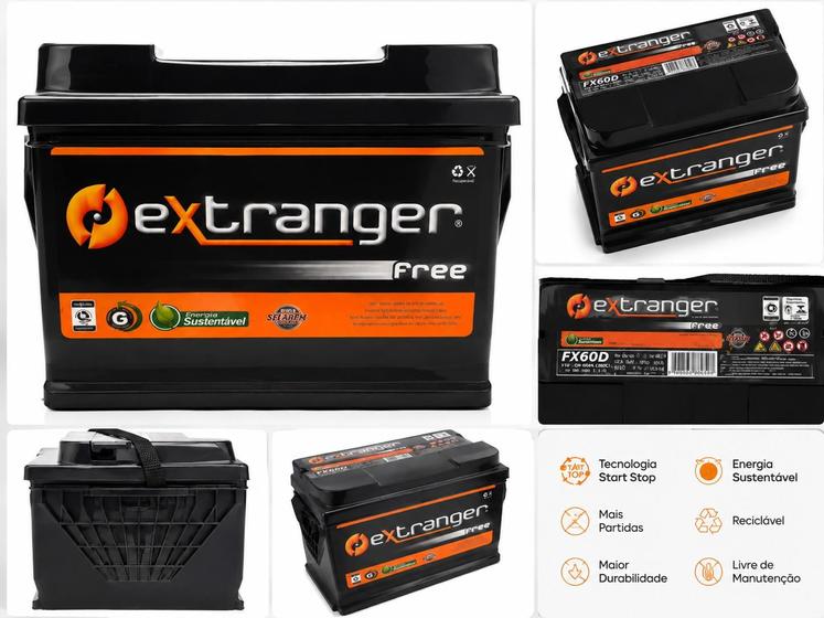 Bateria Automotiva 60Ah 12V 405CCA Nova - extranger