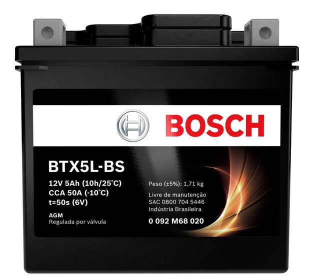 Imagem de Bateria Bosch Moto Cg 160 Start 2016 À 2018 12v 5ah Btx5l-bs
