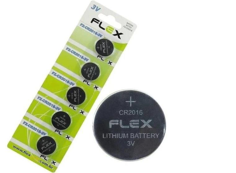 Bateria Botão Cr2016 Litio Flex 3V Moeda Cartela 5 Unidades - BAP ...