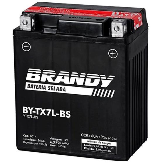 Imagem de Bateria Brandy YTX7 Cbx250 Twister Cb300 Nx4 Falcon Hornet 05/07 Titan 150 Esd Fazer 250 Xtz250 Lander  Speed 150 Stx200 Xr250 Tornado Tenere 250