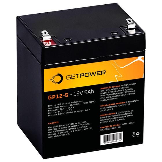 Imagem de Bateria Chumbo-Ácido 12V 5Ah Abs getpower gp12-5