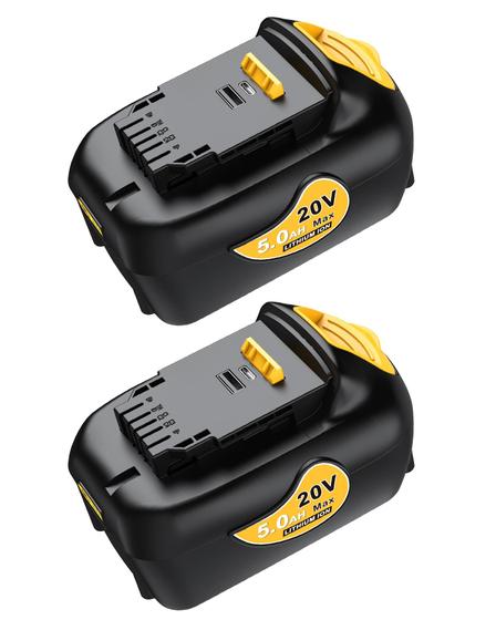 Imagem de Bateria COOMYXIN 20V 5Ah x2 com USB e USB-C para Dewalt 20V