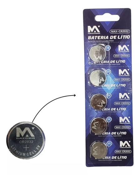 Imagem de Bateria Cr2032 3v Pilha Moeda Botão Maxmidia Cartela C/5 Un