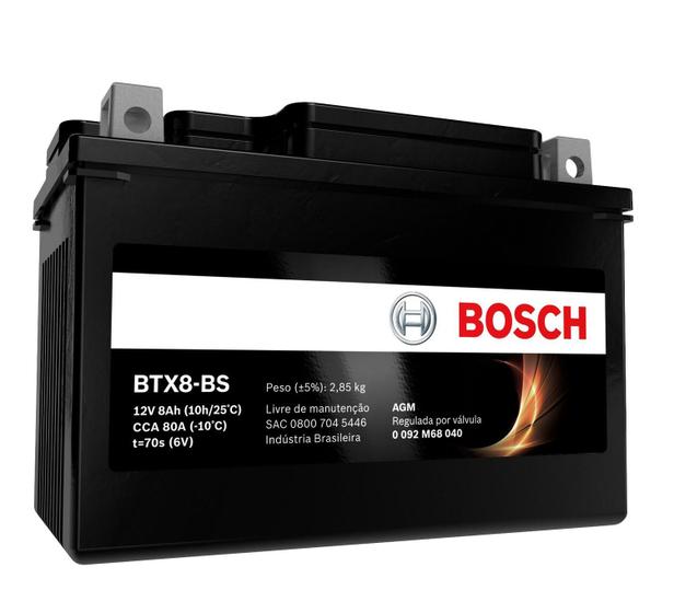 Imagem de Bateria Dafra Laser 12v 8ah Bosch Btx8-bs (ytx9-bs)