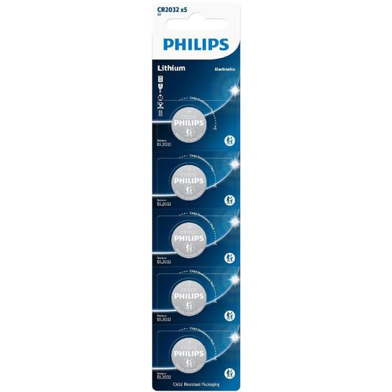 Imagem de Bateria de lítio cr2032 3v cartela com 5 cr2032p5b/59 - PHILIPS